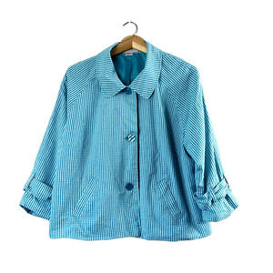 Women's Vintage Blue Checkered Sag Harbor Blazer Jacket L